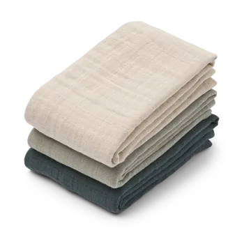 Lewis musselin teppe 3 deler 65x65 cm - Dove blue mix - Liewood