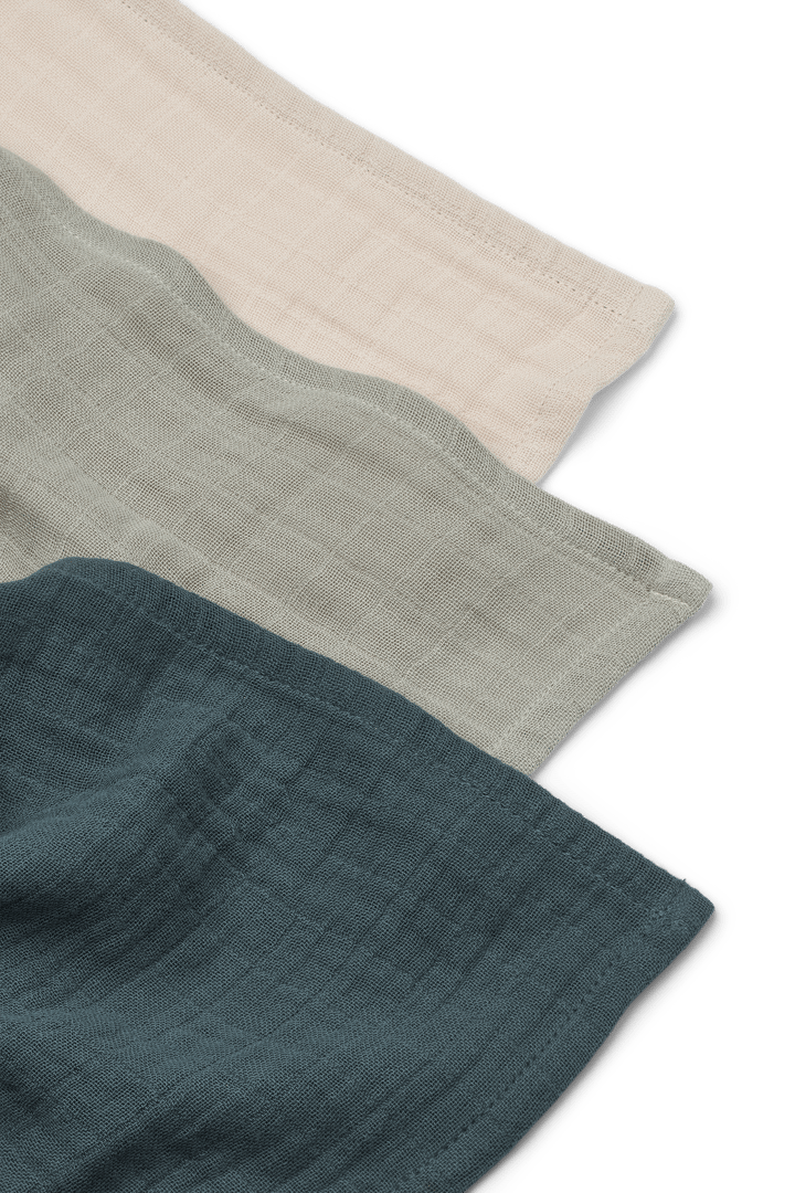 Lewis musselin teppe 3 deler 65x65 cm, Dove blue mix Liewood