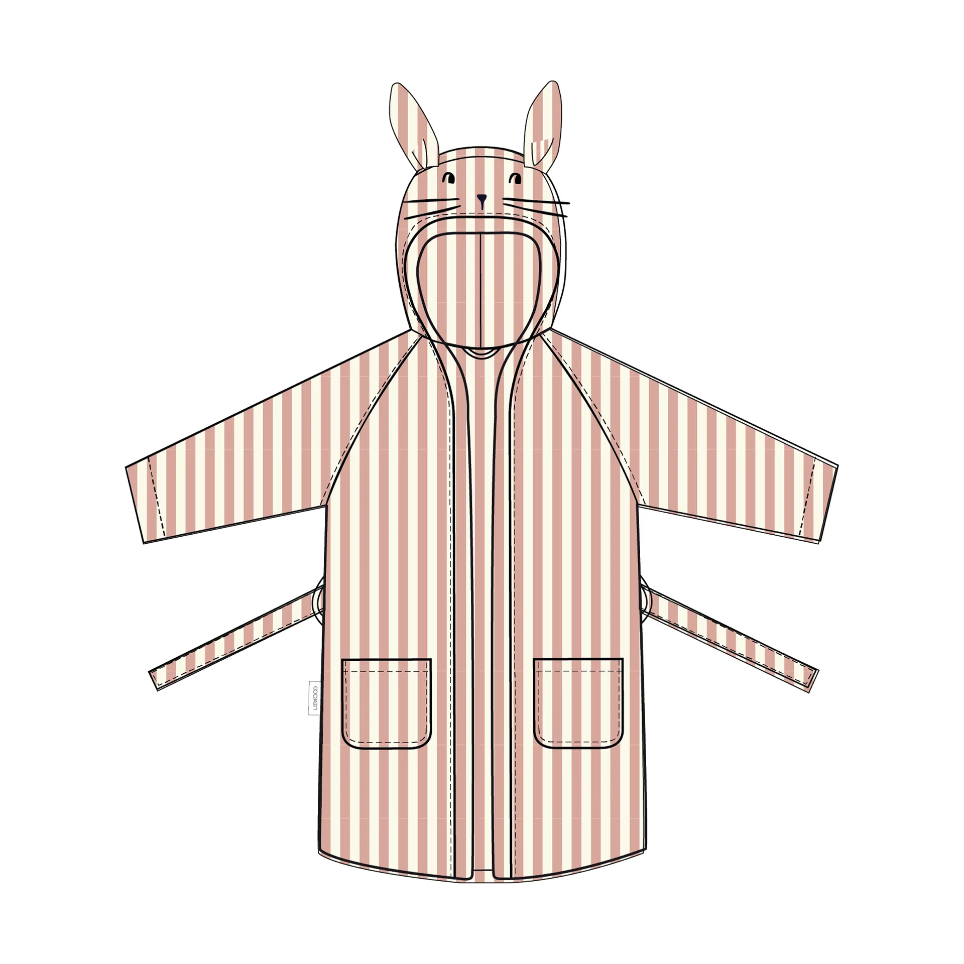 Lily badekåpe coral blush creme de la creme stripe, 7–8 år Liewood