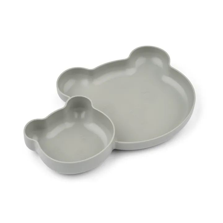Magus Bear Divider tallerken 2 deler - Dove blue - Liewood