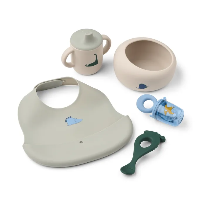 Mileah baby mealtime servisesett - Dino Roar/Dove blue - Liewood