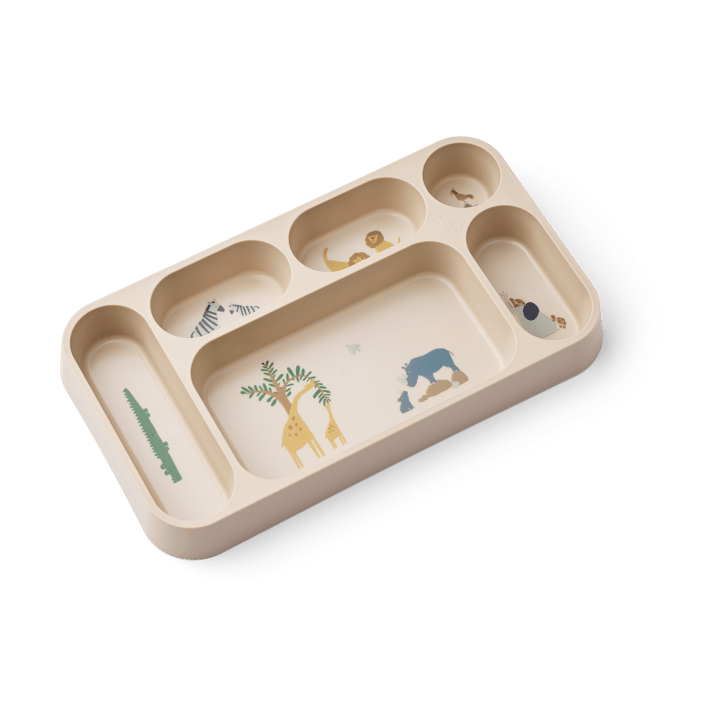 Mosu tallerken med 6 rom 17x30 cm - All together-Sandy - Liewood