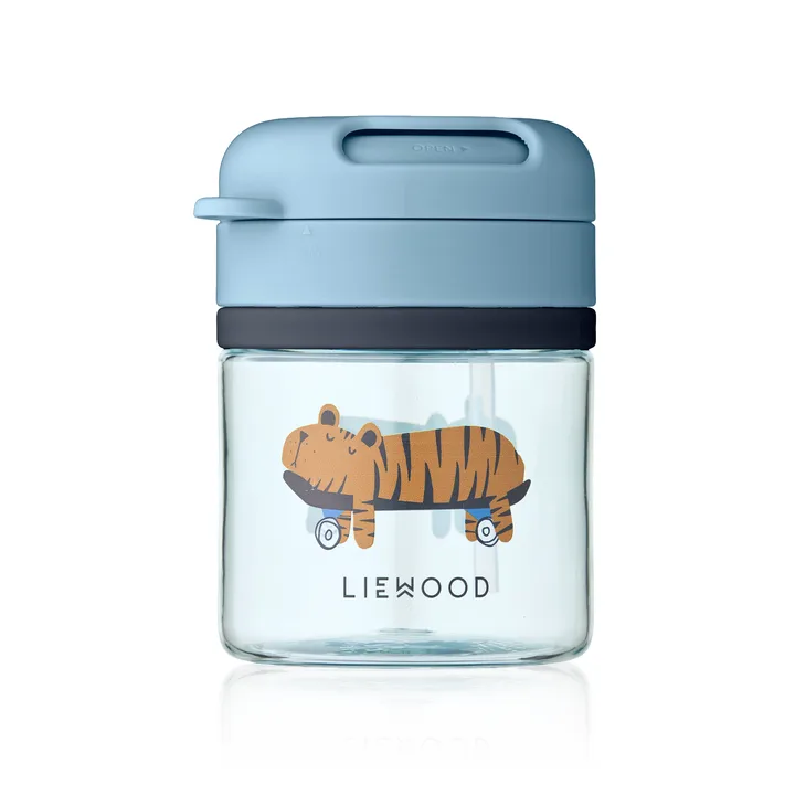 Pavia kopp med sugerør - Fun-beach blue, 28 cl - Liewood