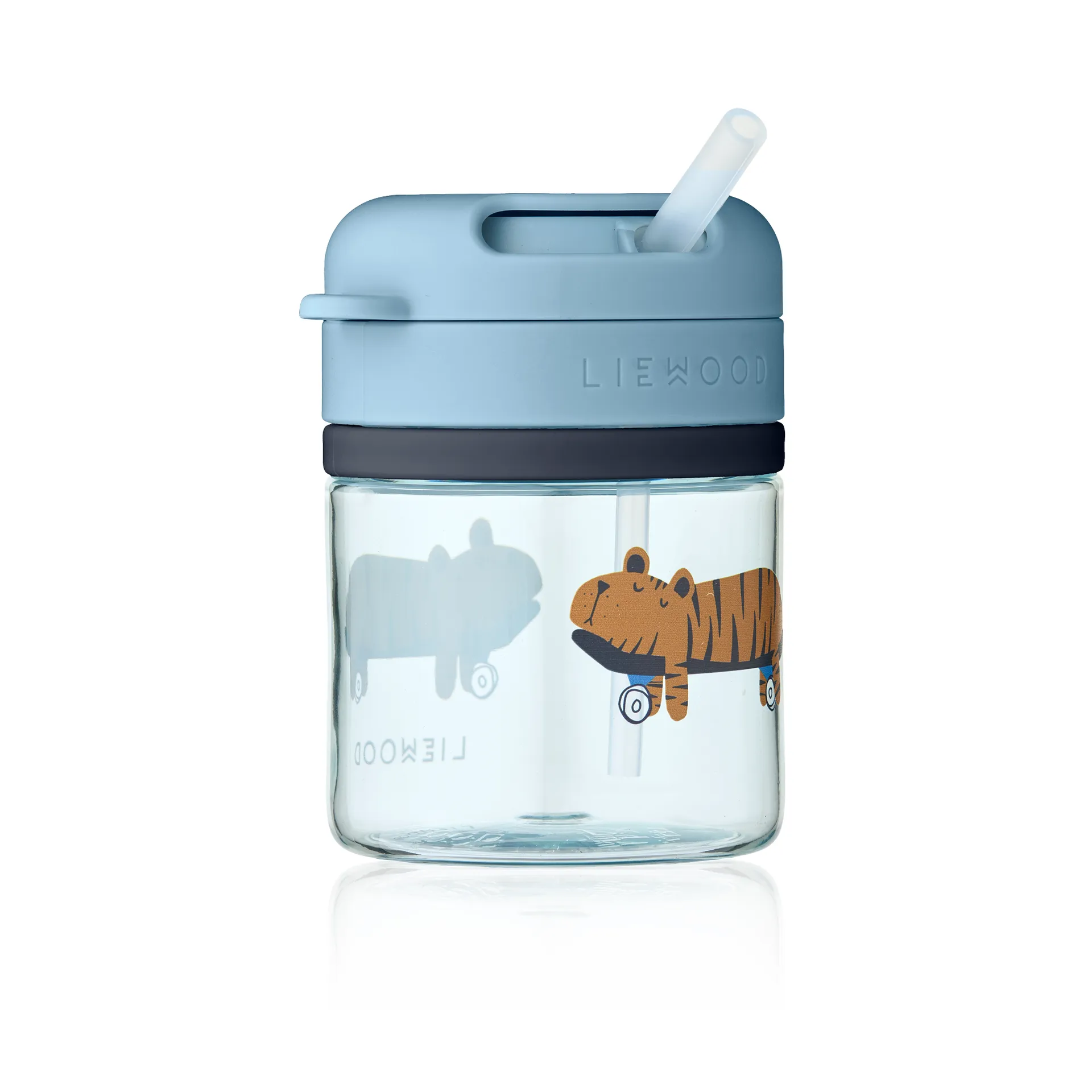 Pavia kopp med sugerør, Fun-beach blue, 28 cl Liewood