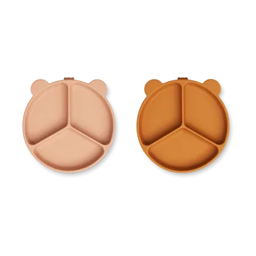 Stacy delt barnetallerken 2-pakning - Mustard-tuscany rose mix - Liewood