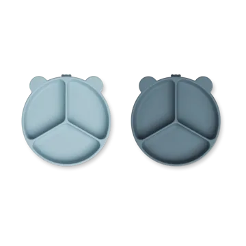 Stacy delt barnetallerken 2-pakning - Sea blue-Whale blue - Liewood