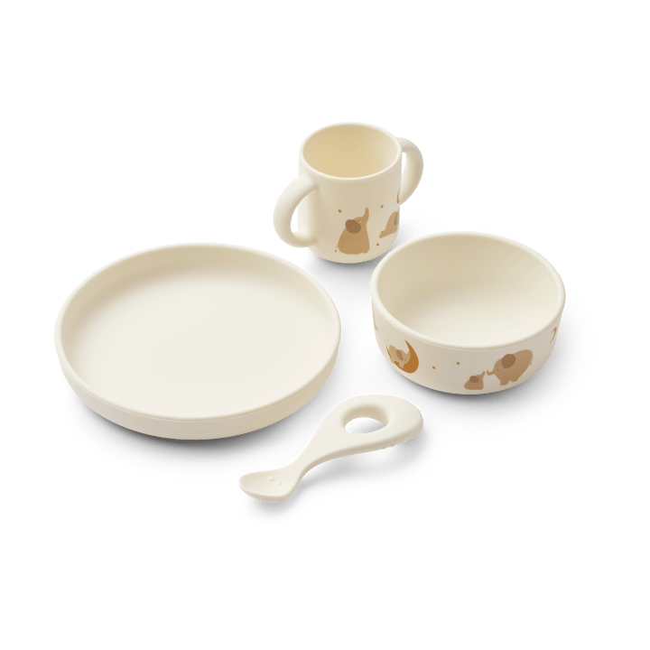 Vivi printed servisesett 4 deler - Elephant-Creme de la creme - Liewood