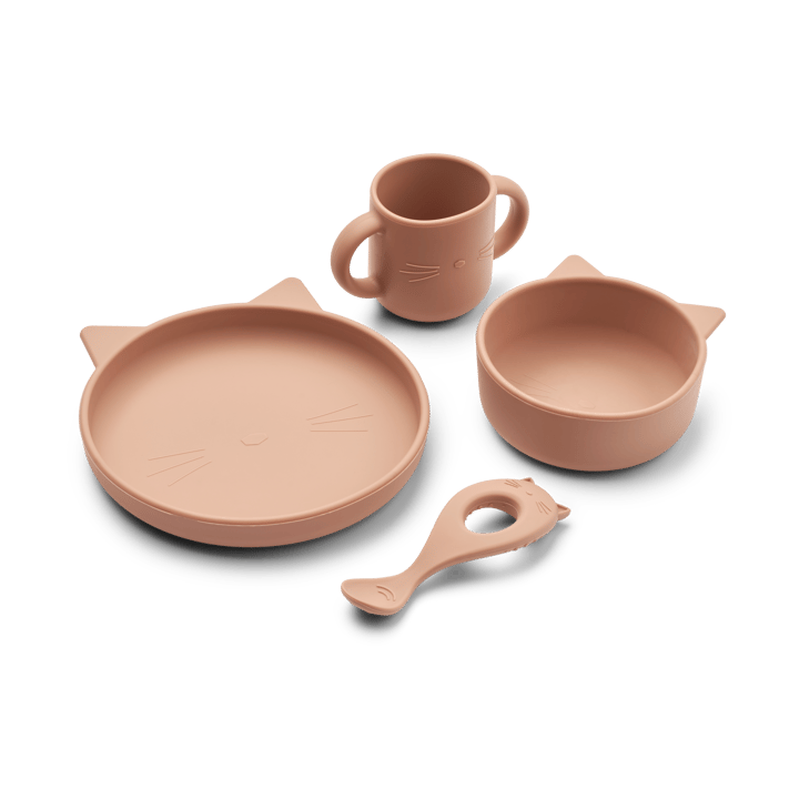 Vivi servisset silikon 4 deler - Cat dark rose - Liewood