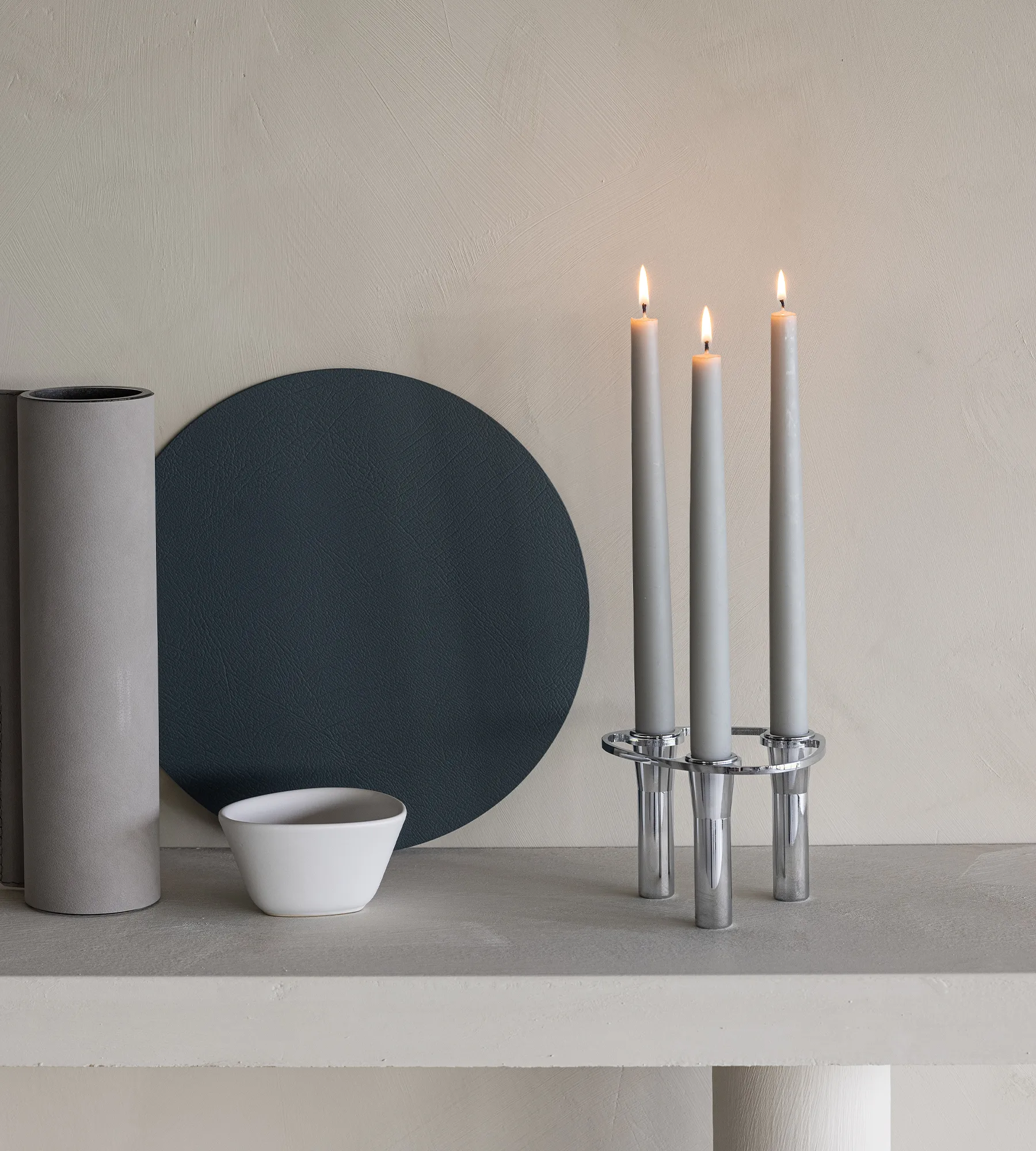 Lind Curve kombinerbar lysestake krom, Triple LIND DNA