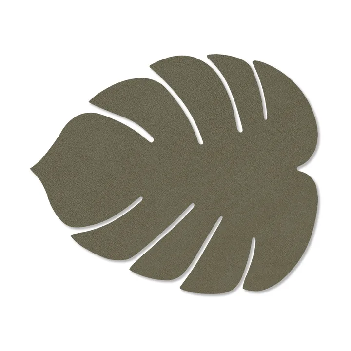 Monstera Leaf Nupo spisebrikke S - Army green, 26x22 cm - LIND DNA