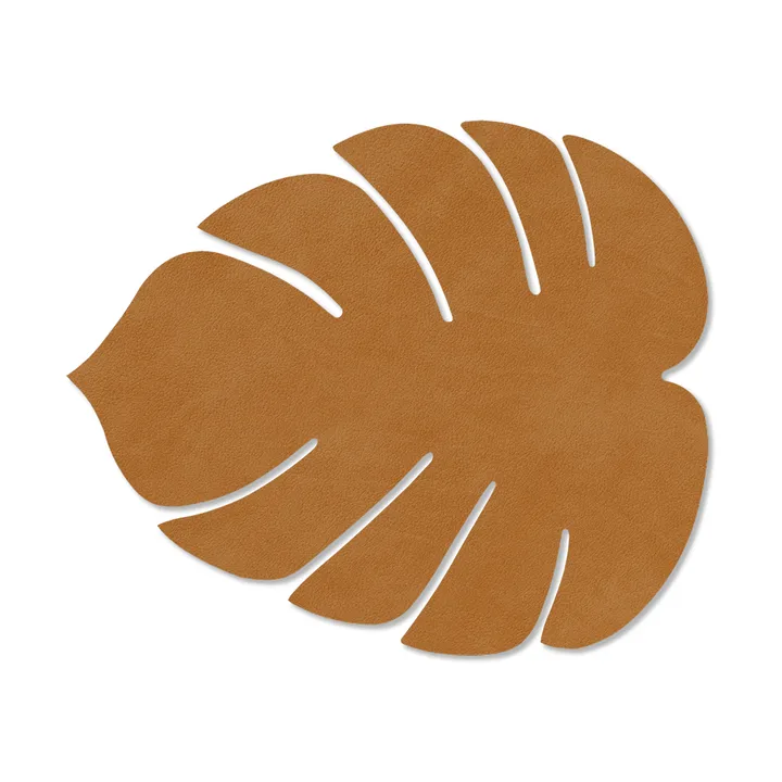 Monstera Leaf Nupo spisebrikke S - Burned curry, 26x22 cm - LIND DNA