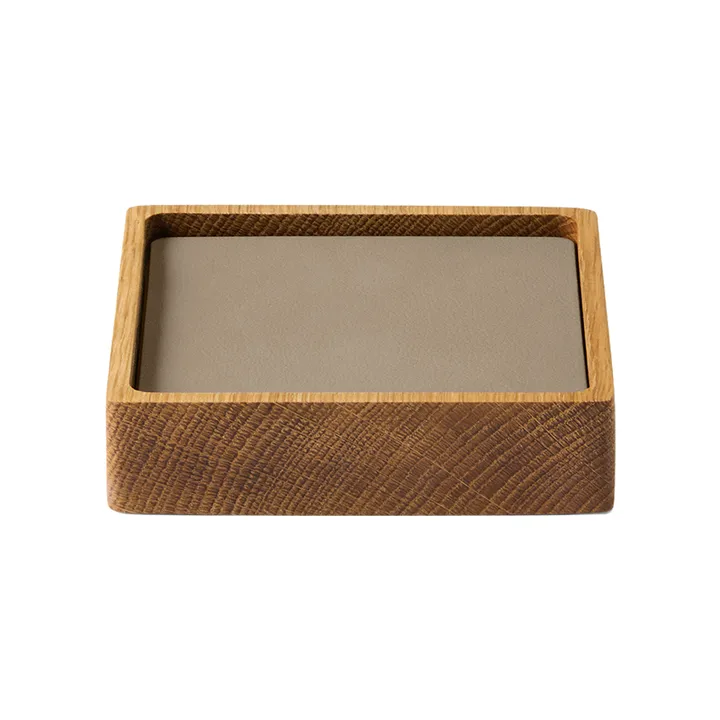 Wood Box glassunderlag sett - Nature-oak, square, S, Nupo clay brown, 9 deler - LIND DNA