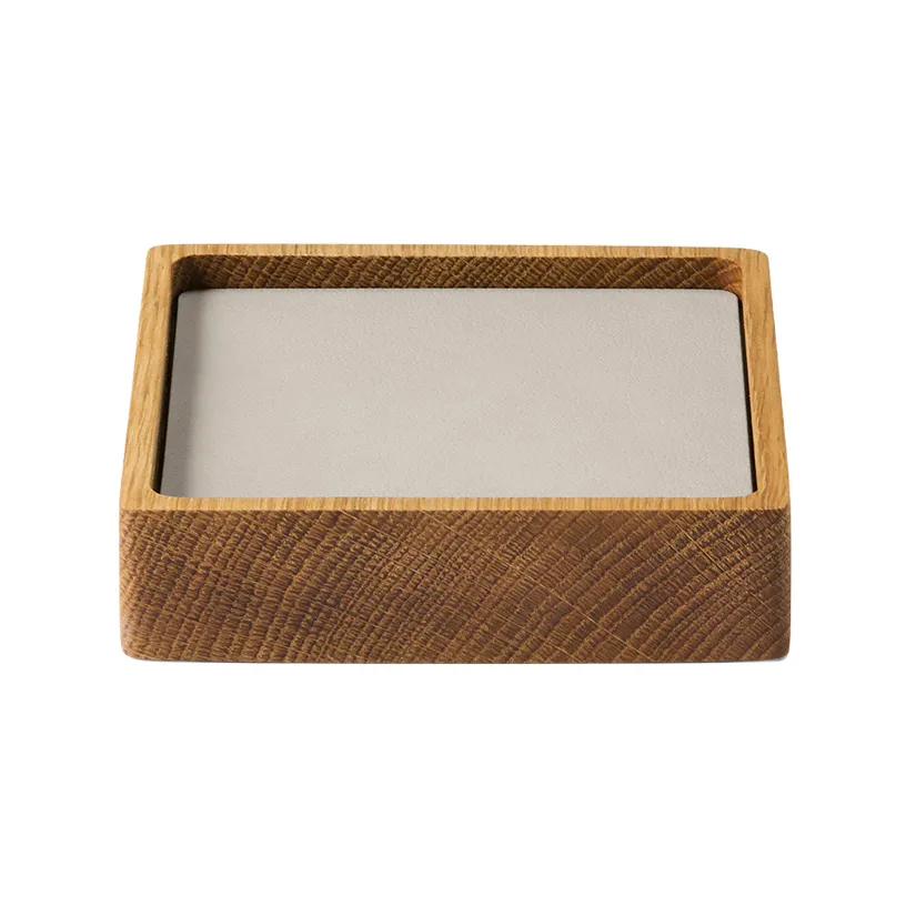 Wood Box glassunderlag sett, Nature-oak, square, S, Nupo oyster white, 9 deler LIND DNA