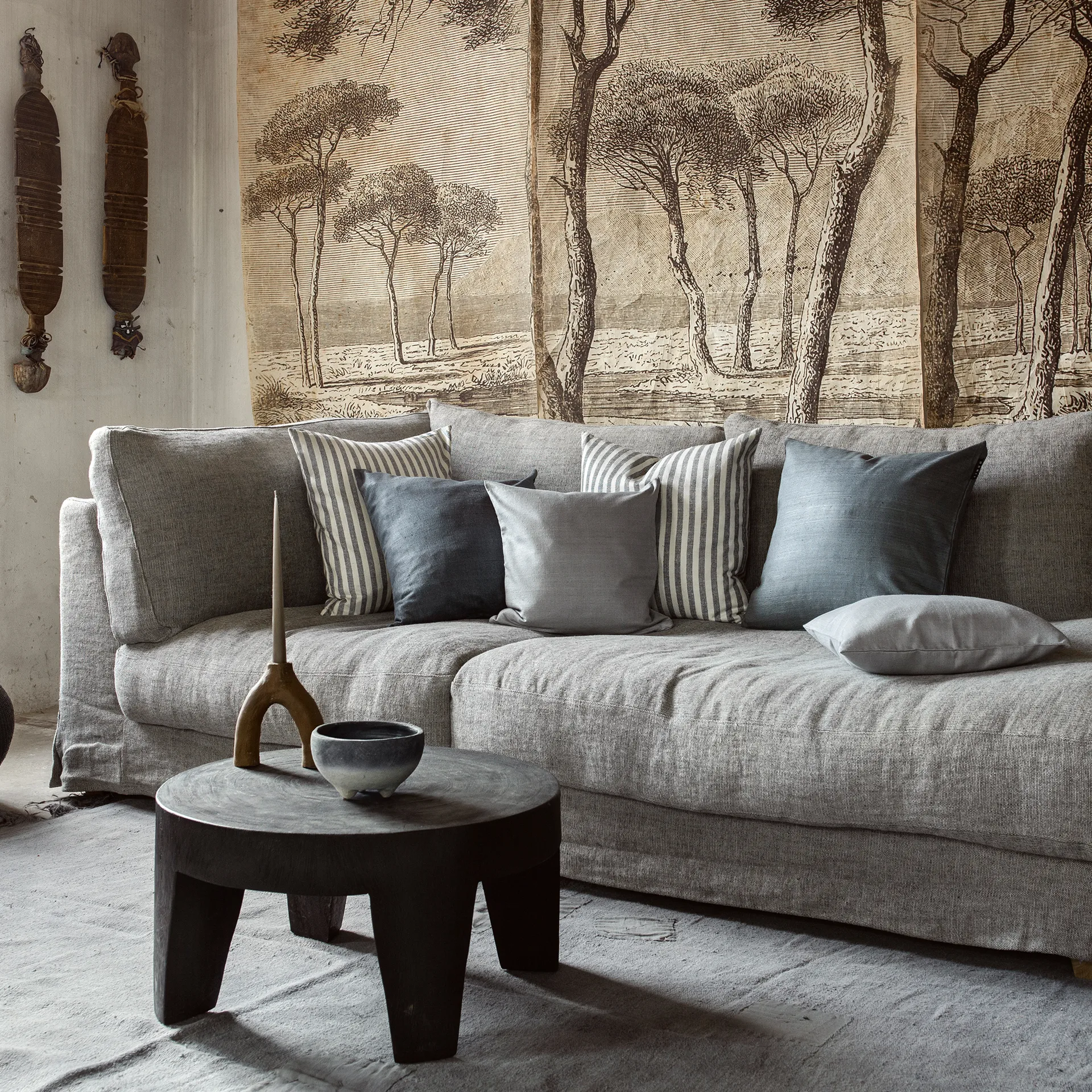 Seta putetrekk 50 x 50 cm, Sort Linum