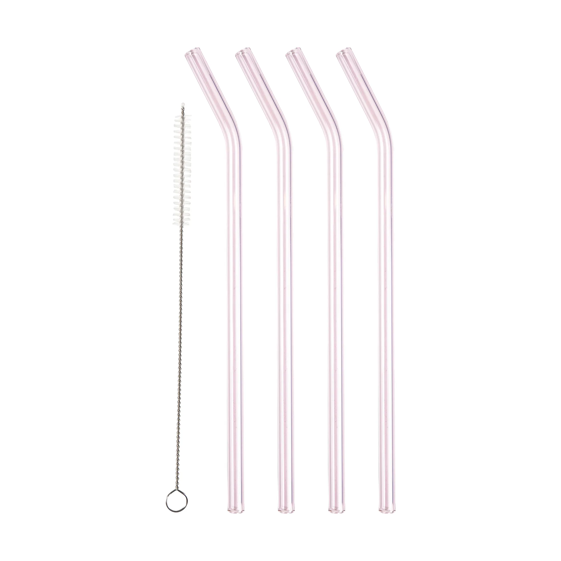 Lyngby Glas sugerør 21,5 cm 4-pk, Pink Lyngby Glas