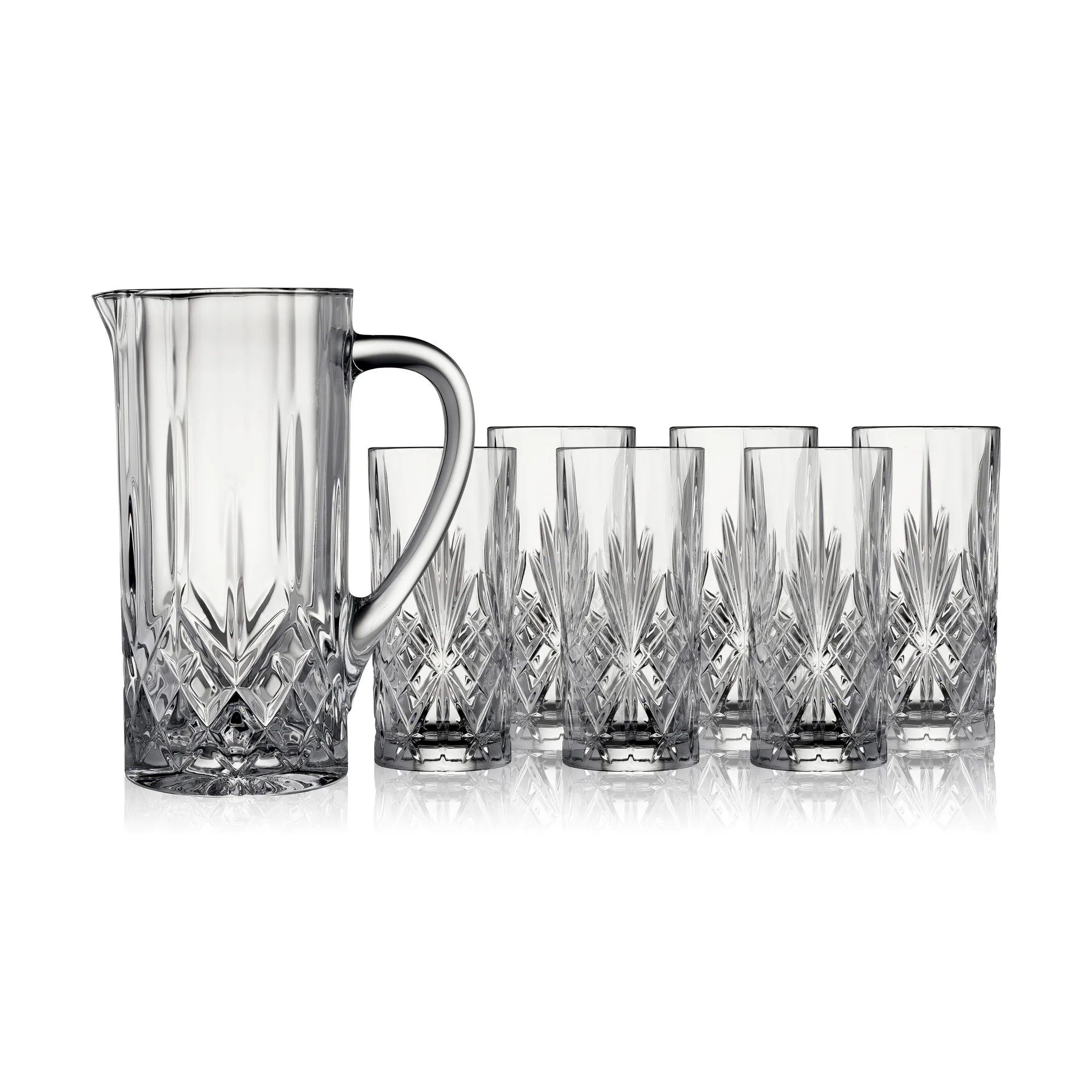 Melodia kanne og highballglass 7 deler, Krystall Lyngby Glas