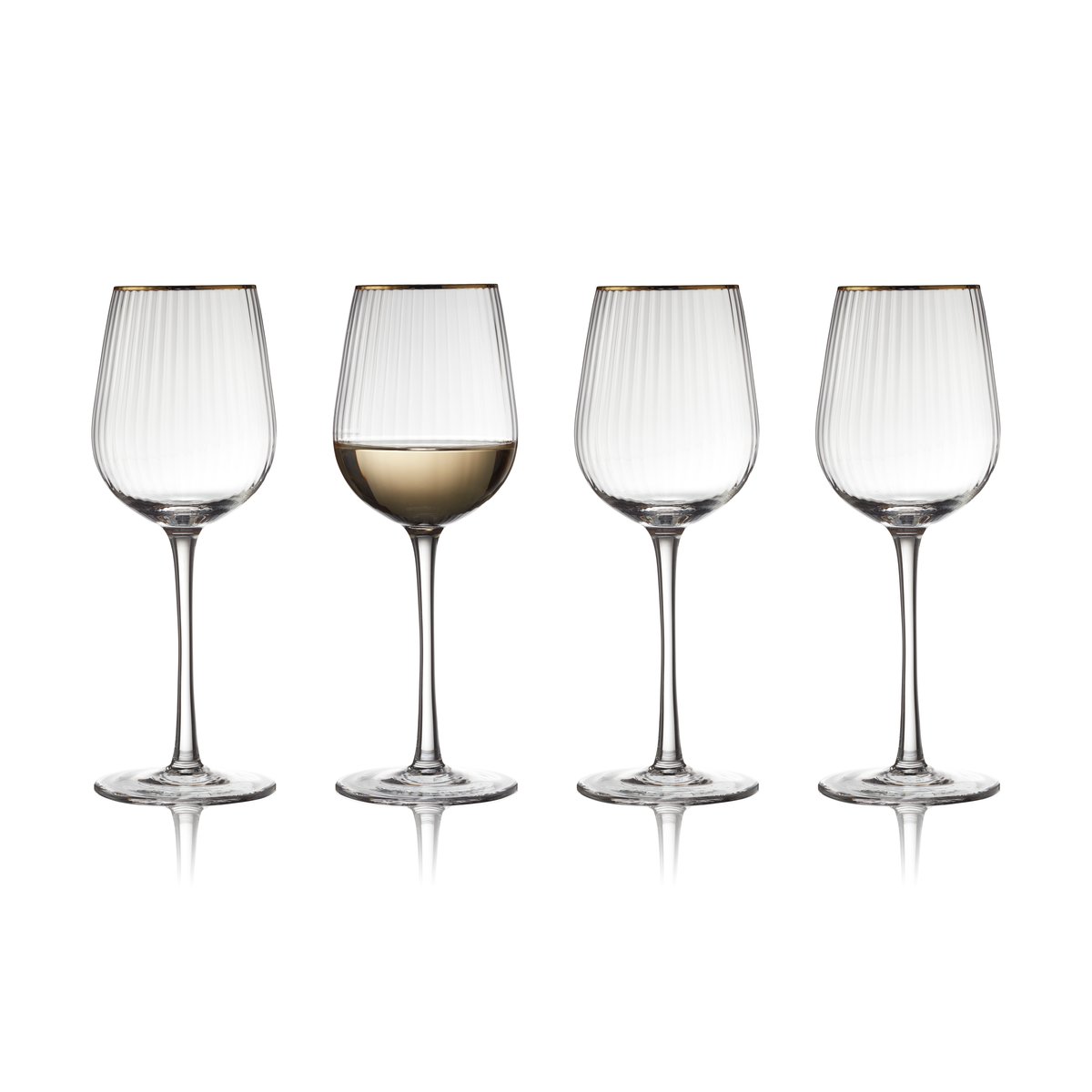 Lyngby Glas Palermo Gold hvitvinsglass 30 cl 4-pakning Klar-gull