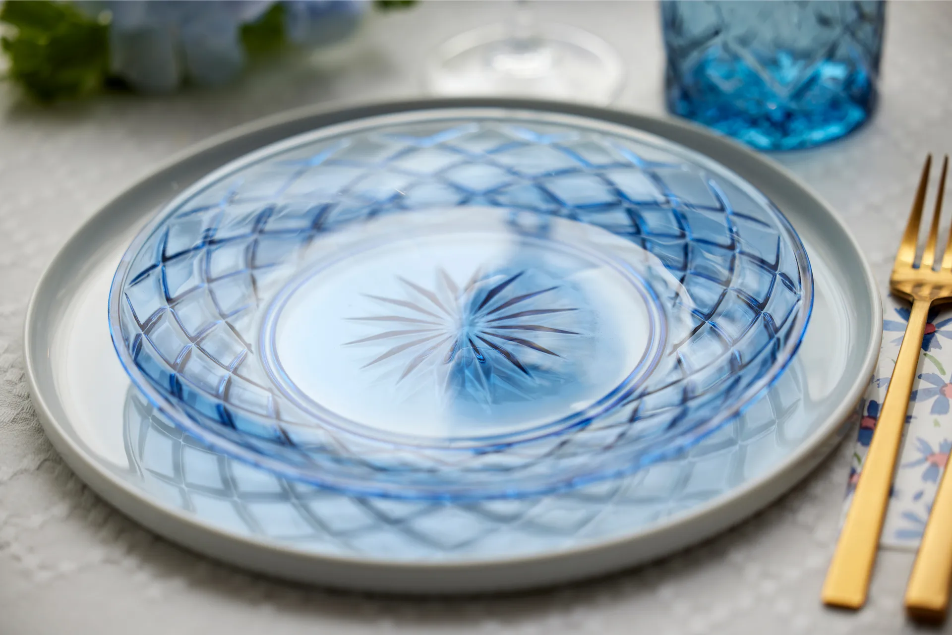 Sorrento tallerken Ø21 cm 4-pack, Blå Lyngby Glas