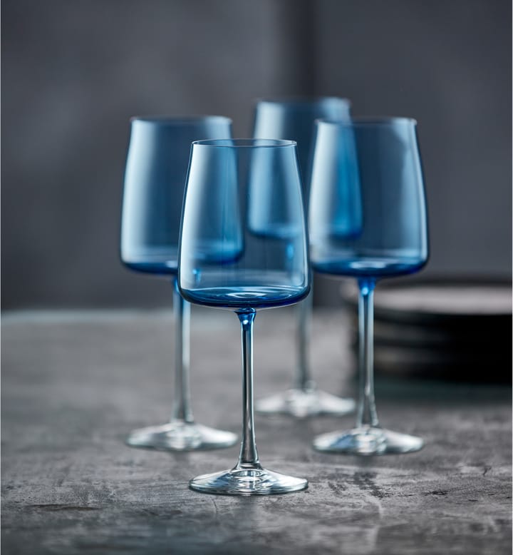 Zero hvitvinsglass 43 cl 4-pakning - Blue - Lyngby Glas