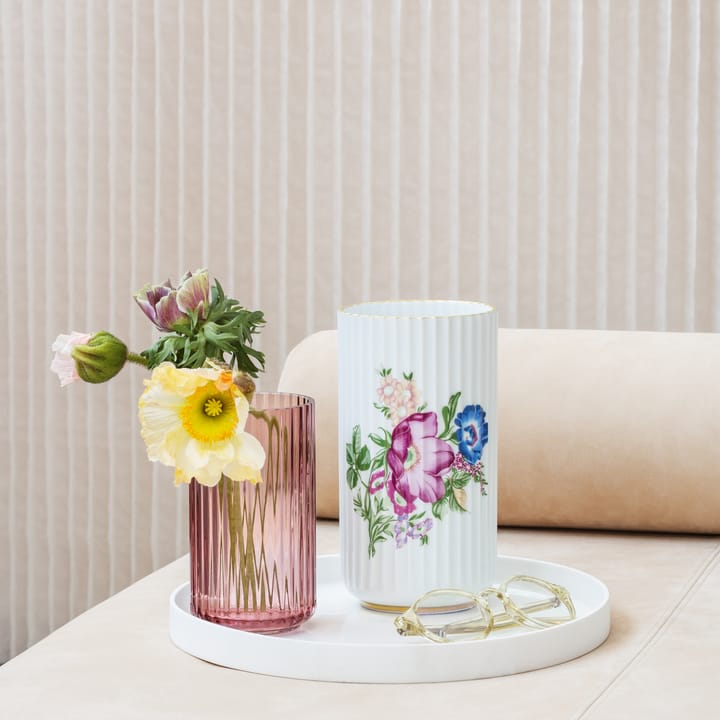Lyngby vase med blomsterdekor - 15 cm - Lyngby Porcelæn