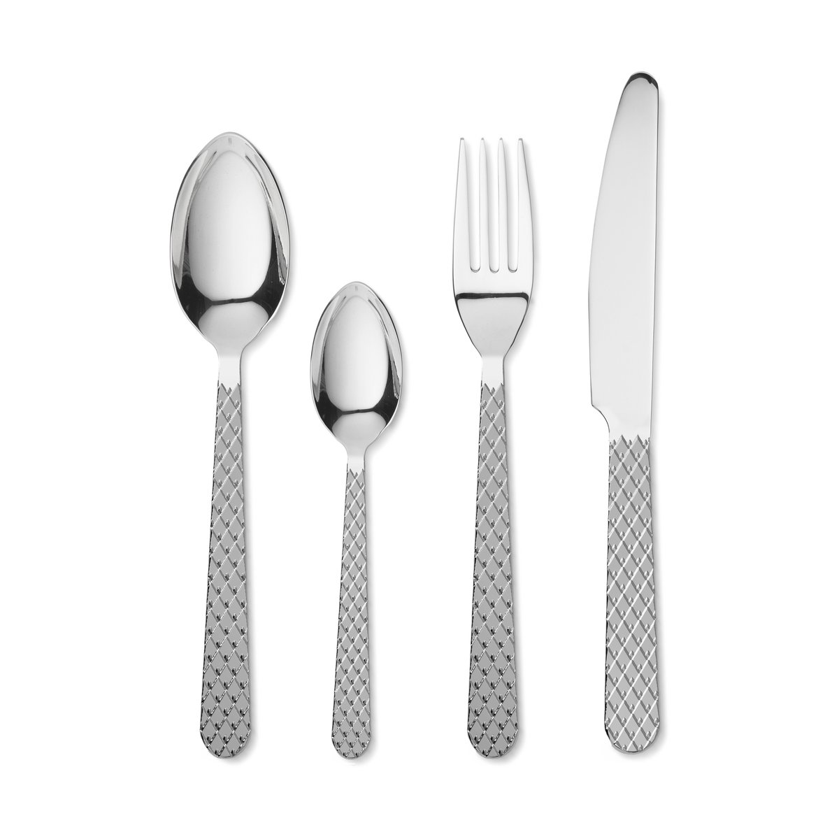 Lyngby Porcelæn Rhombe bestikksett 16 deler | Skandinavisk Design | Bestikksett | Sølv