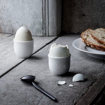 Rhombe eggeglass, 2-stk. - hvit - Lyngby Porcelæn