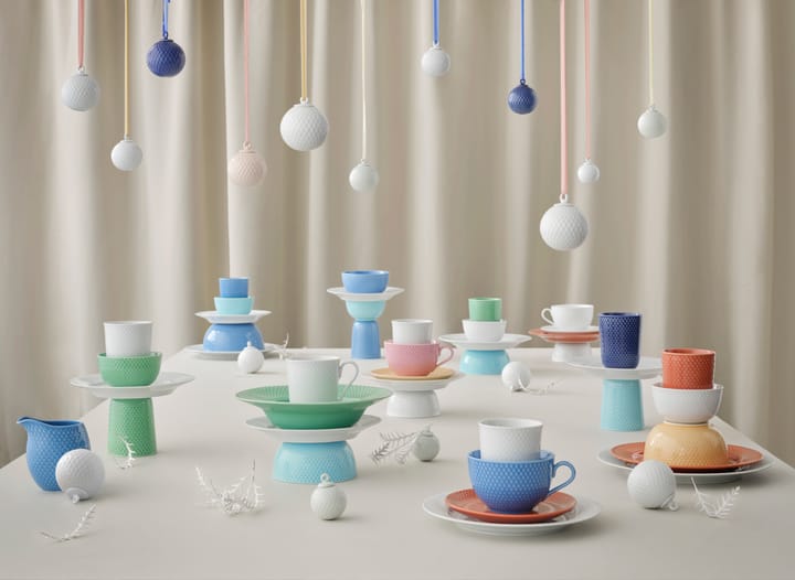 Rhombe julekule Ø7 cm, hvit Lyngby Porcelæn