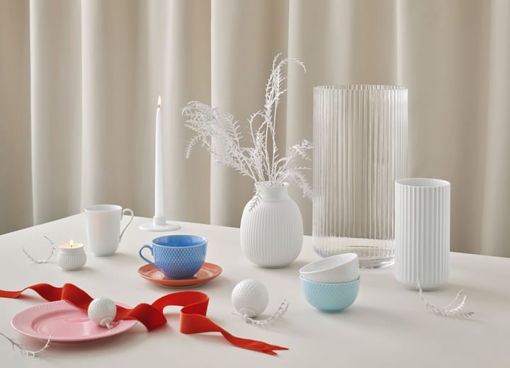 Rhombe julekule Ø7 cm, hvit Lyngby Porcelæn