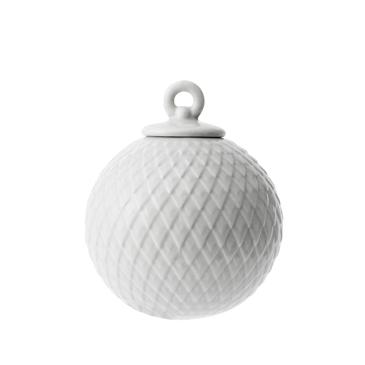 Rhombe julekule Ø7 cm, hvit Lyngby Porcelæn