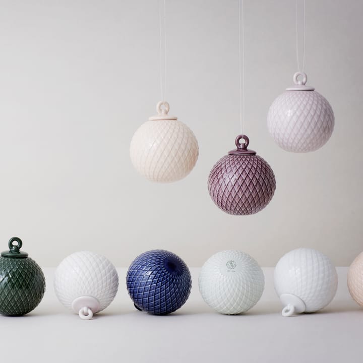 Rhombe julekule Ø7 cm, hvit Lyngby Porcelæn