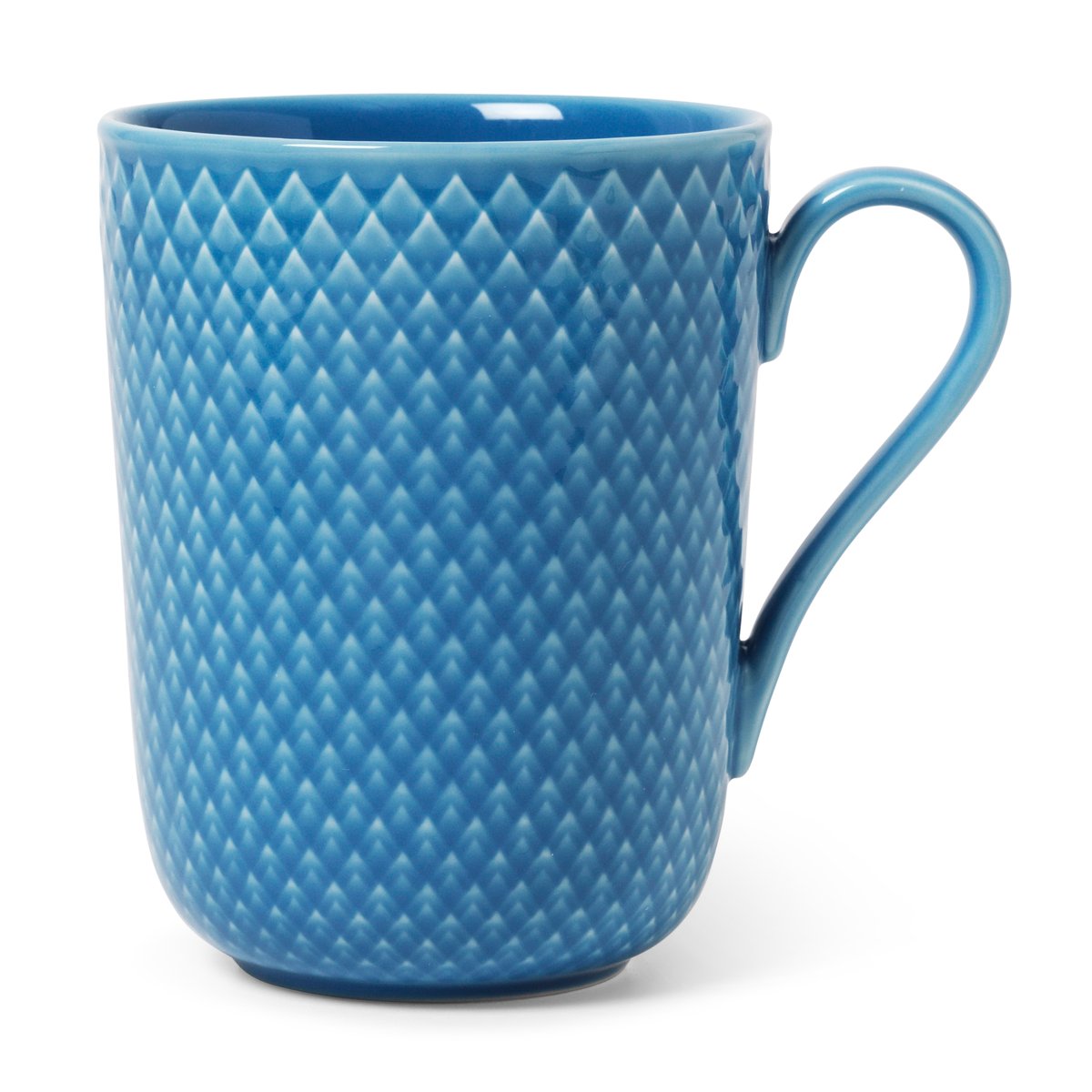 Lyngby Porcelæn Rhombe kopp med hank 33 cl Blå | Skandinavisk Design | Kaffekopper | Blå