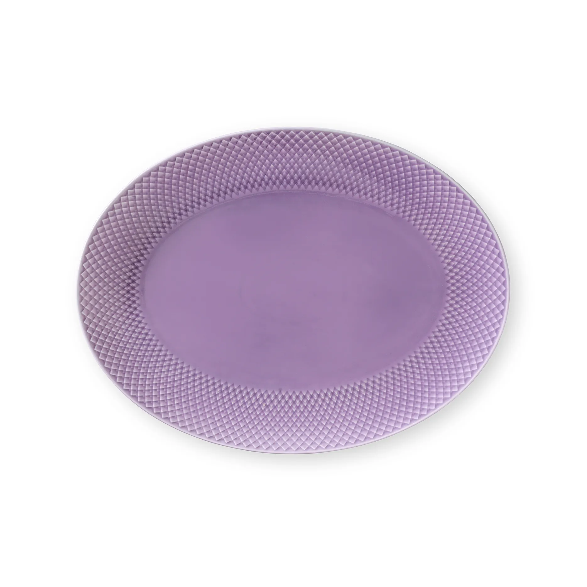 Rhombe ovalt serveringsfat 35x26,5 cm, Lyselilla Lyngby Porcelæn