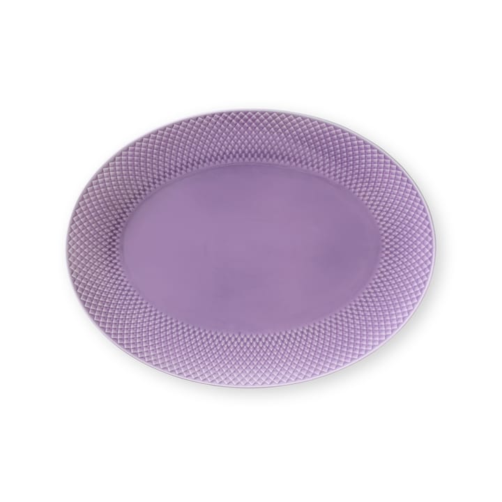 Rhombe ovalt serveringsfat 35x26,5 cm - Lyselilla - Lyngby Porcelæn