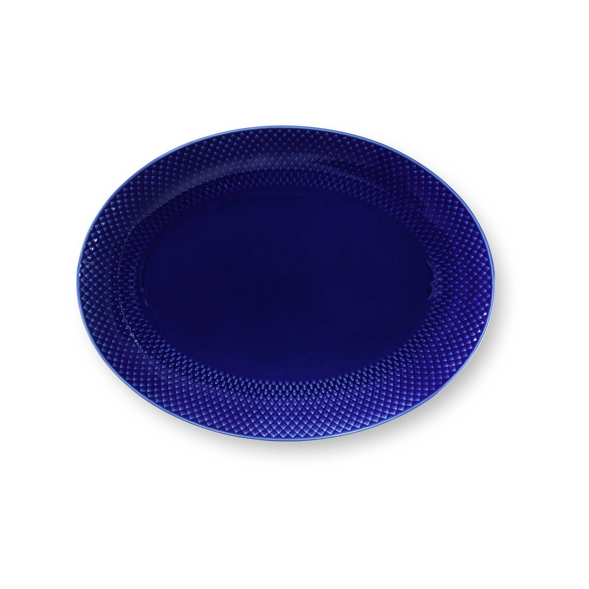 Lyngby Porcelæn - Rhombe Color oval serveringsfat 35x26,5 cm mørk blå
