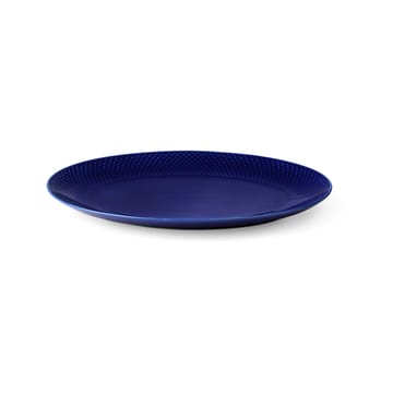 Rhombe ovalt serveringsfat 35x26,5 cm - Mørkeblå - Lyngby Porcelæn