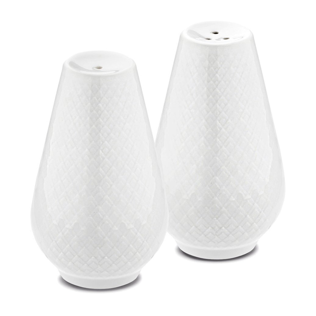 Lyngby Porcelæn Rhombe salt & peppersett Hvit | Skandinavisk Design | Salt- & Pepperbøsser | Hvit
