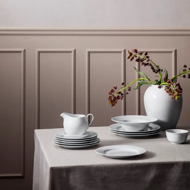 Rhombe tallerken hvit, Ø23 cm Lyngby Porcelæn