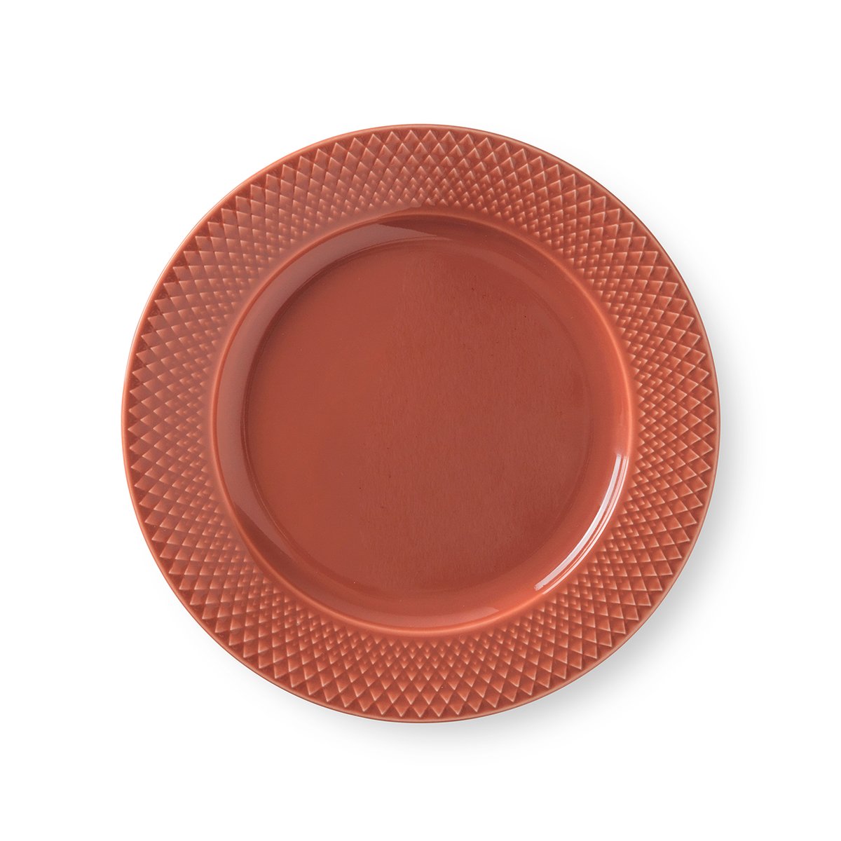 Lyngby Porcelæn Rhombe tallerken terrakotta 23 cm