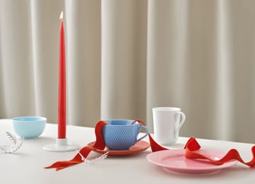 Rhombe tekopp med fat - Blå-terrakotta - Lyngby Porcelæn