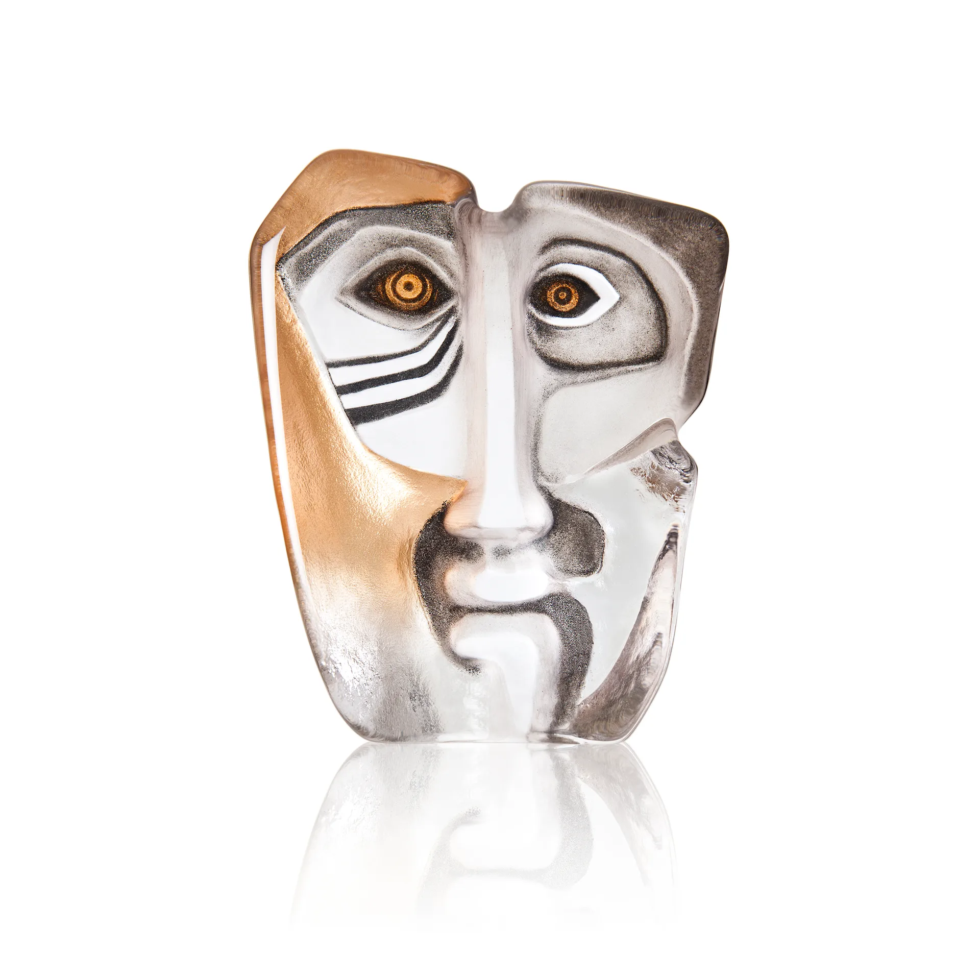 Masq Domino glasskulptur, Gull Målerås Glasbruk