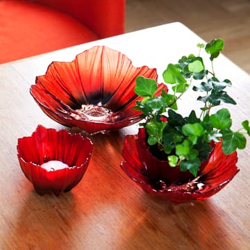Poppy skål medium - Rød-svart - Målerås Glasbruk