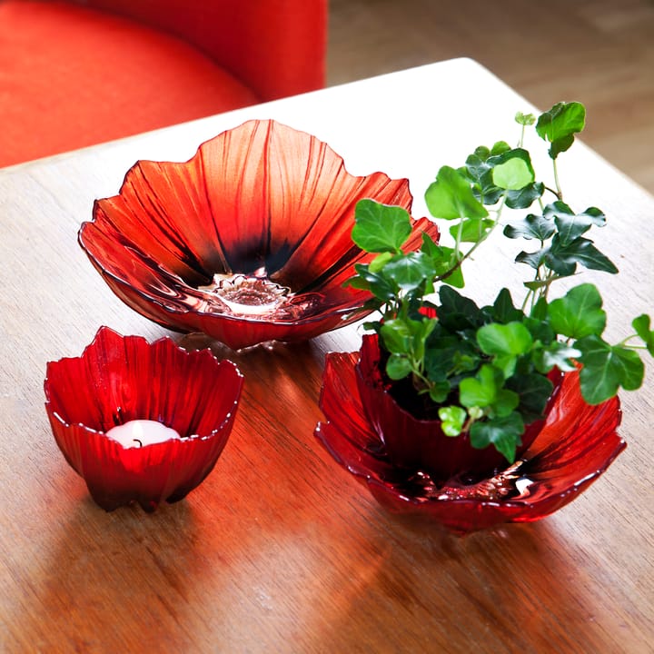 Poppy skål stor - Rød-svart - Målerås Glasbruk