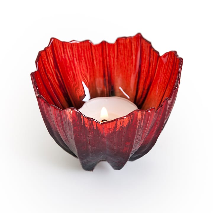 Poppy telysestake - Rød-svart - Målerås Glasbruk