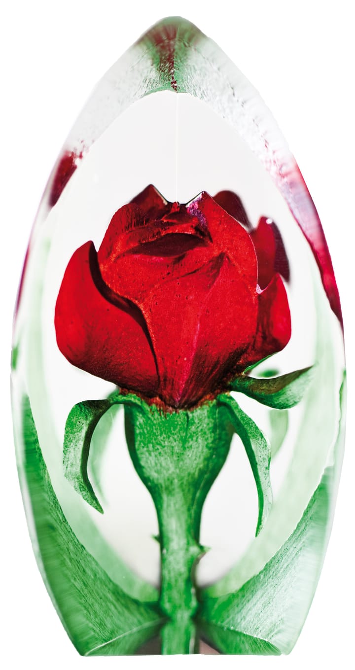 Rose glasskulptur - rød - Målerås Glasbruk