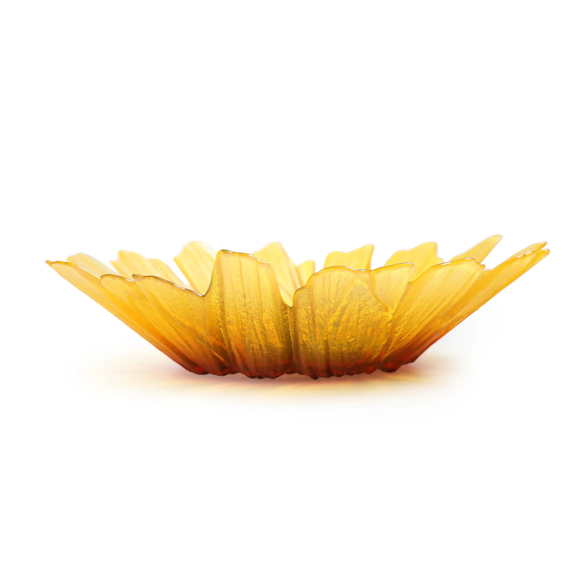 Solros glasskål gul , stor Ø 34 cm Målerås Glasbruk