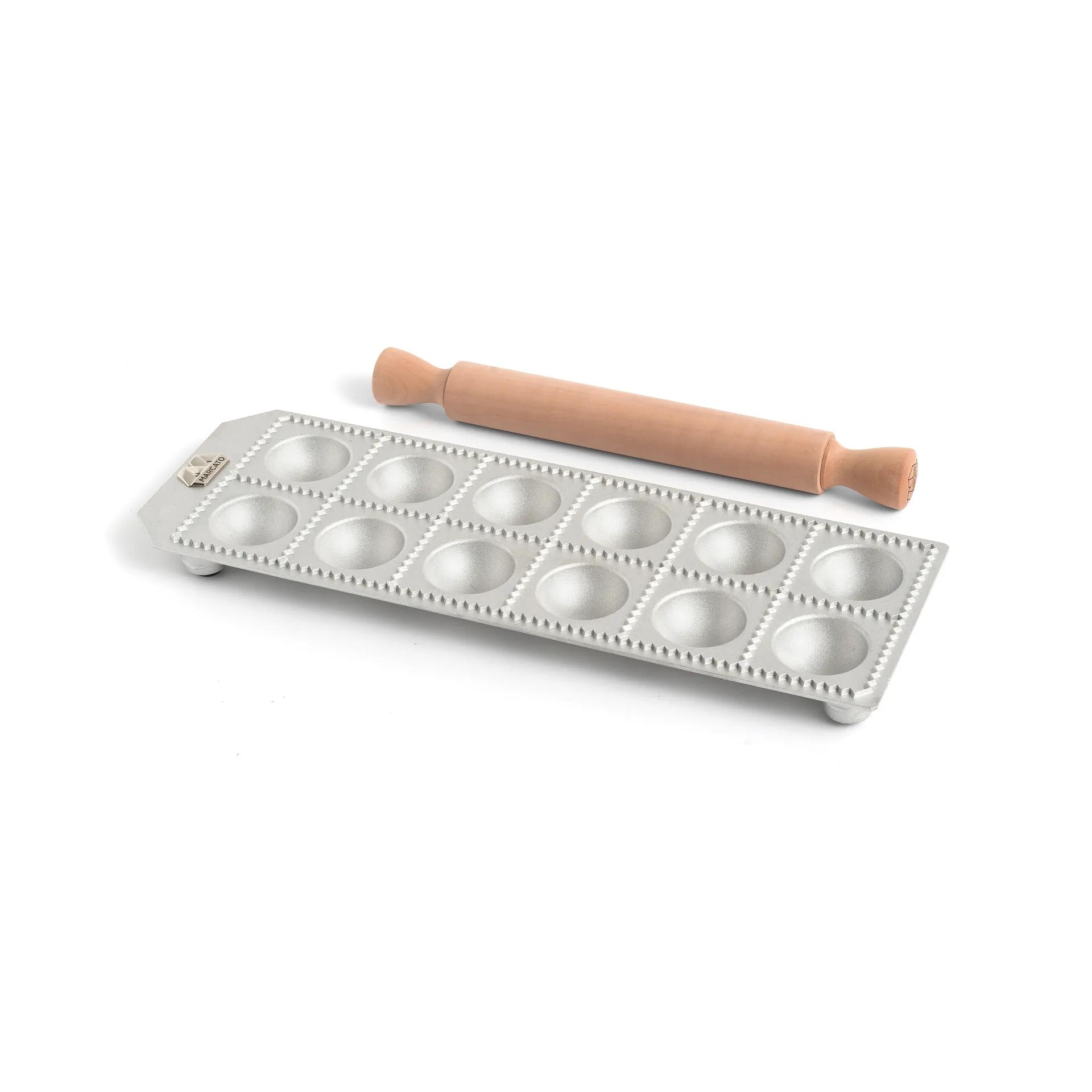 Marcato ravioliplate inkl. kjevle runde ravioli, 12 stk. Marcato