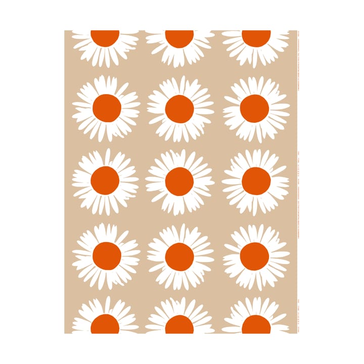 Auringonkukka stoff for utendørsbruk - Beige-Off white-tomato red - Marimekko