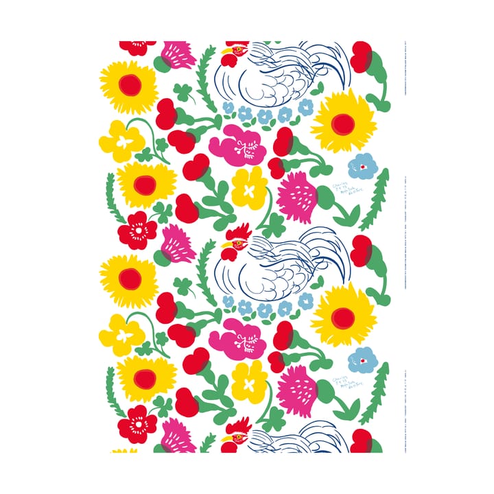 Charles stoff - White-red-pink-green - Marimekko