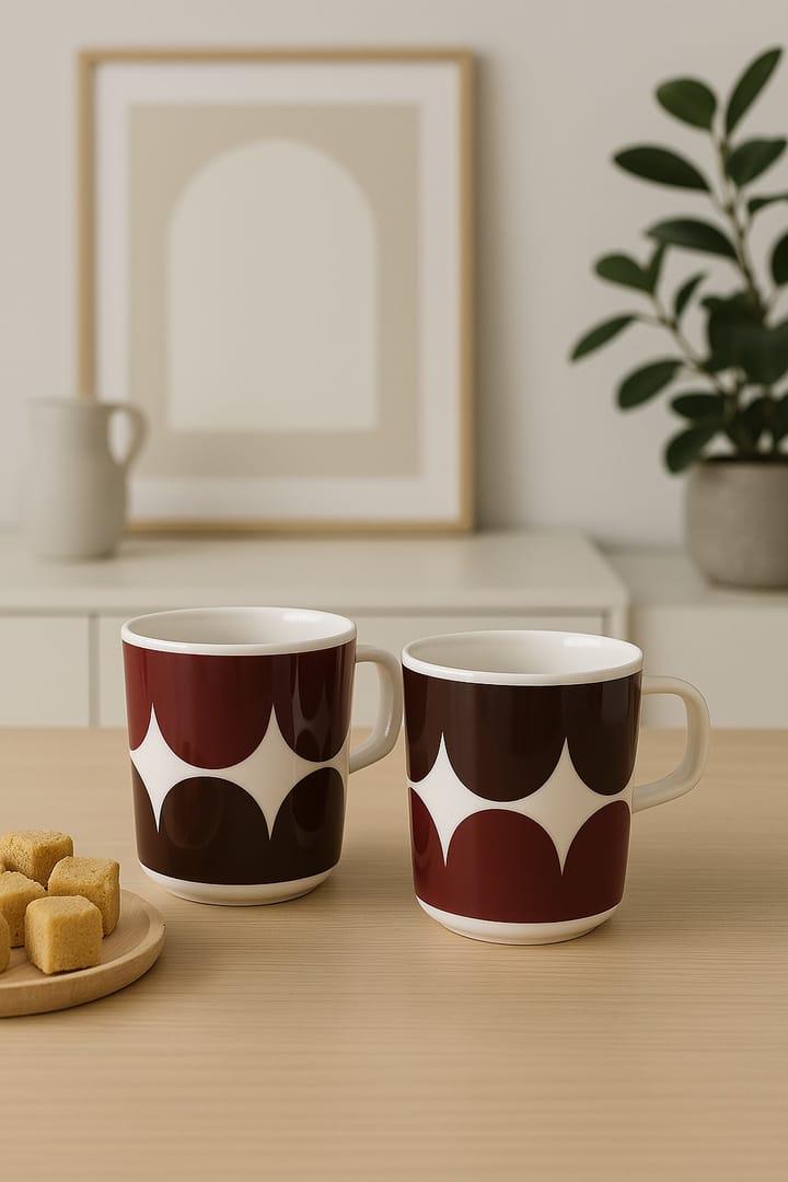 Härkä kopp 25 cl 2-pakning, white-dark wine-dark red Marimekko