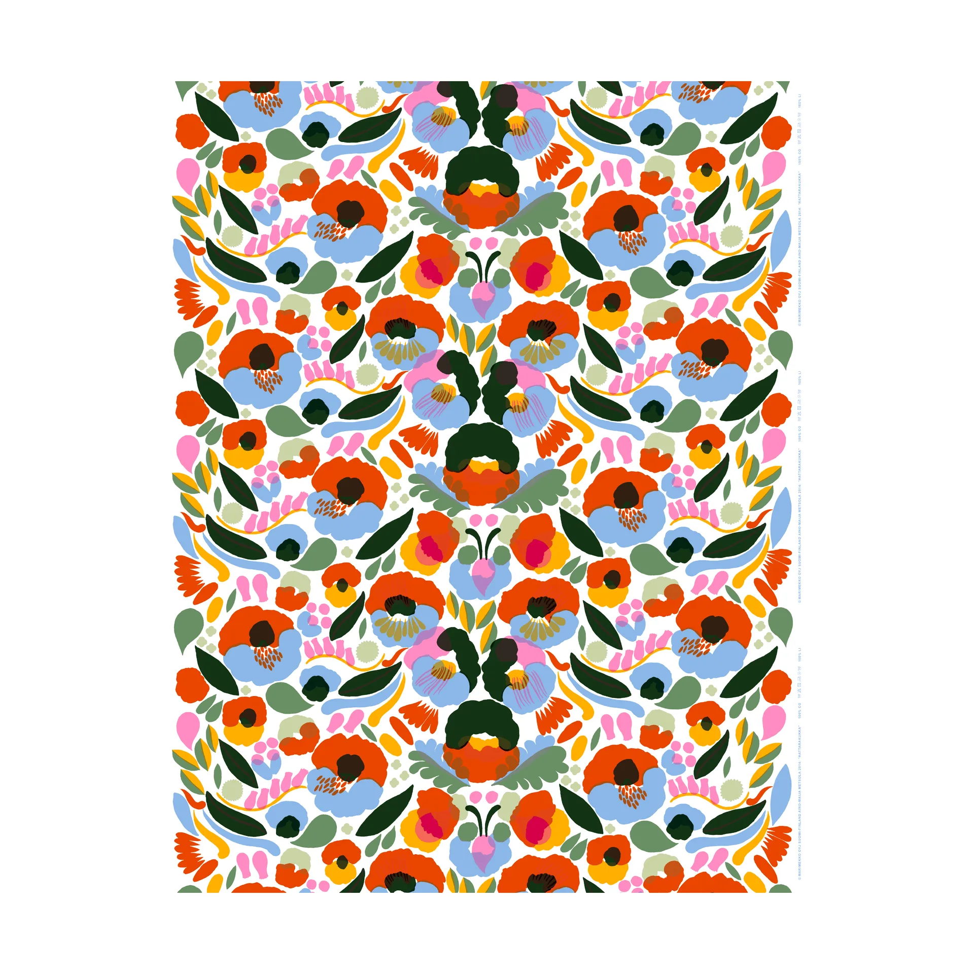 Hattarakukka stoff, Rød Marimekko